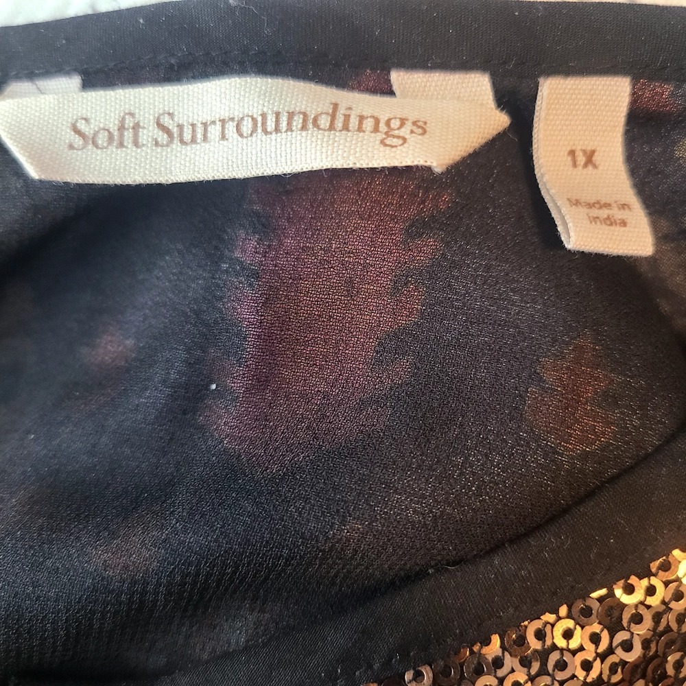Soft Surroundings Adassa Tunic Dress Sequin Embroidered Burnout Artsy Boho 1X - Picture 6 of 6